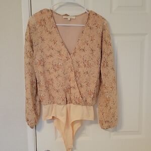 Floral Beige Wrap Top